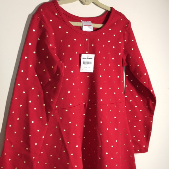 NWT Hanna Andersson size 5 Skater Dress red with gold polka dots long sleeve - Picture 5 of 10
